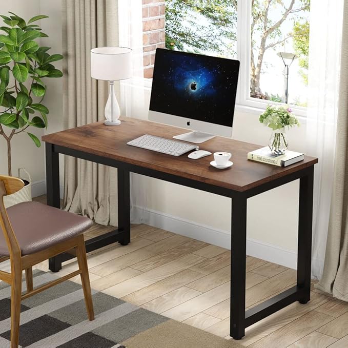Tribesigns Modern Simple Computer Desk, 47 inch Vintage Office Desk Computer - Image 2