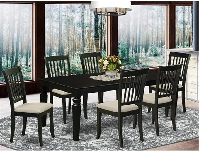 East West Furniture LGDA7-BLK-C 7 Piece Modern Dining Table Set Consist of a - Image 2