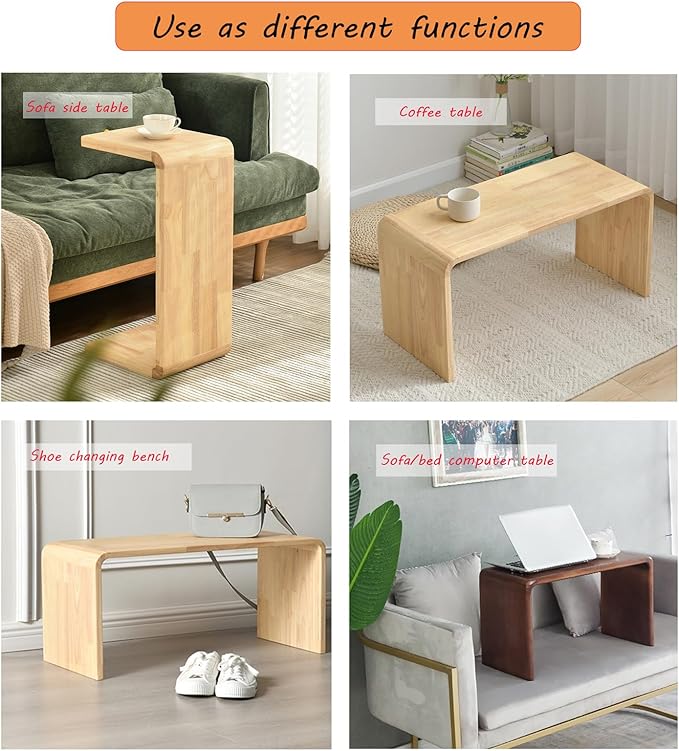 C Shaped End Table, Solid Wood C Side Table - Image 7