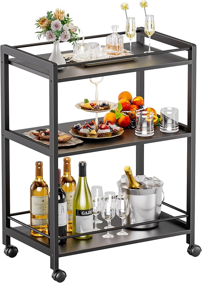 HITNET Bar Cart Black, Serving Cart by HITNET