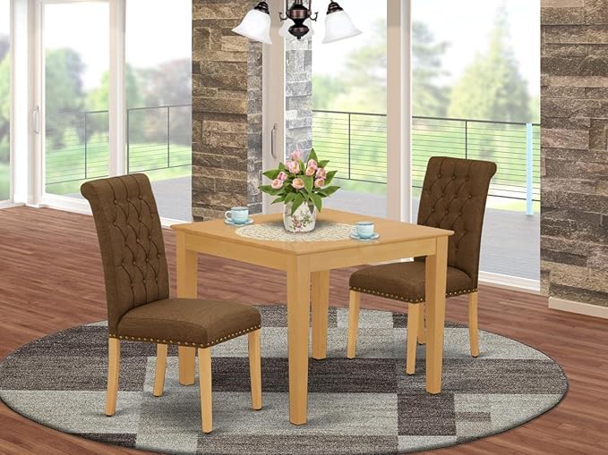 East West Furniture OXBR3-OAK-18 3 Piece Dinette Set - Image 6