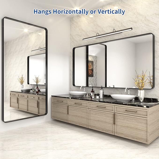 WEER Black Bathroom Mirror 72x36 Inch, Large Rounded Rectangle Matte Black - Image 5