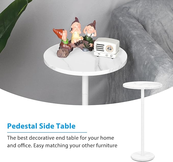Round End Table with Marble Base Drink Tables - Image 6