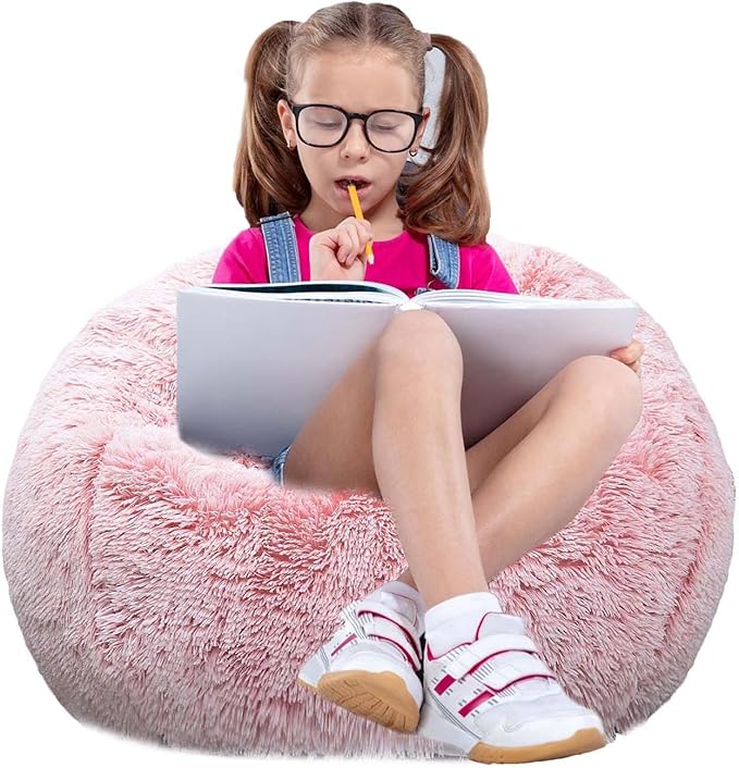 Fluffy Bean Bag Chair for Kids, 2.5FT Round Memory Foam Filled Bean Bag for - Image 7