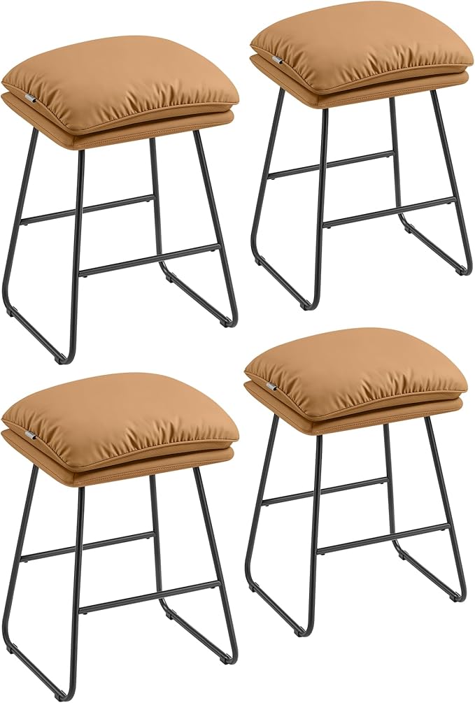 VASAGLE Bar Stools Set of 4, Counter Height Bar Stools, Leather Counter Stools - Image 7
