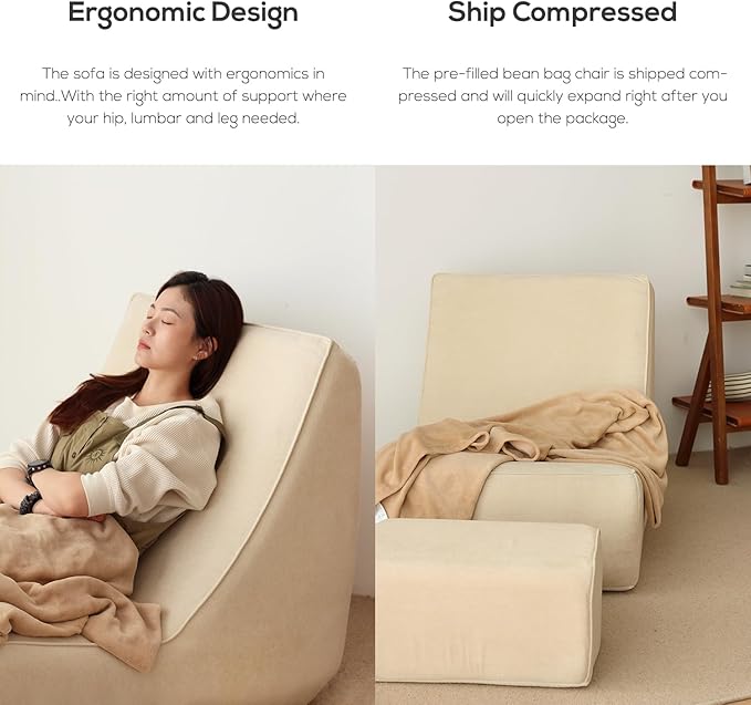 N&V Bean Bag Chair Single Seated Foam Sofa Armless Floor Sofa - Image 6