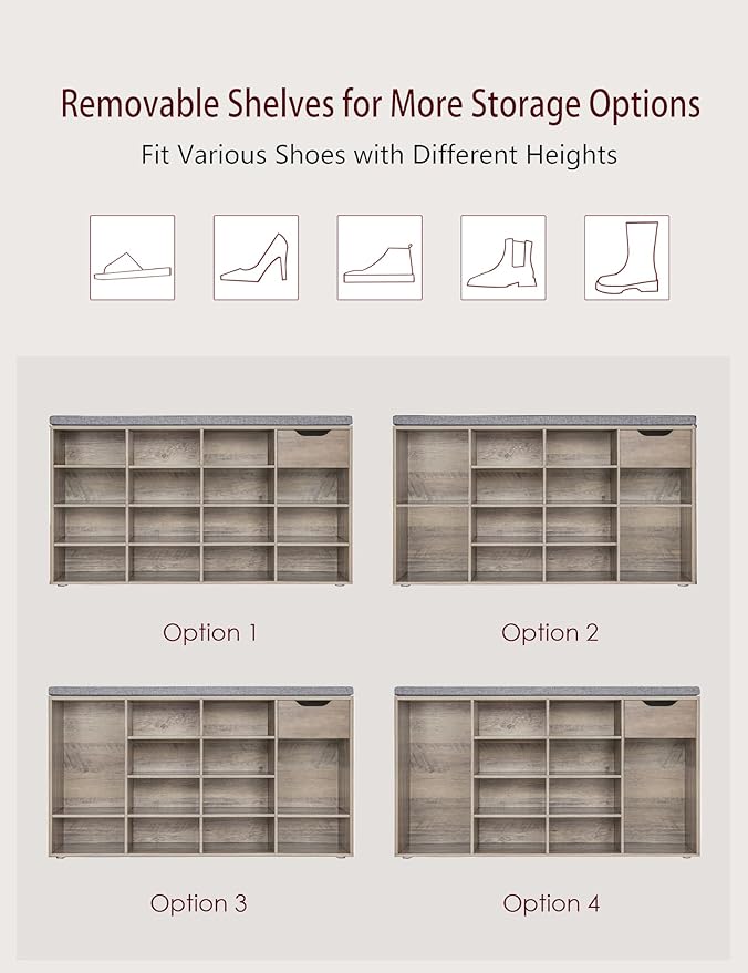 DINZI LVJ Shoe Bench, Entryway Storage Bench - Image 4