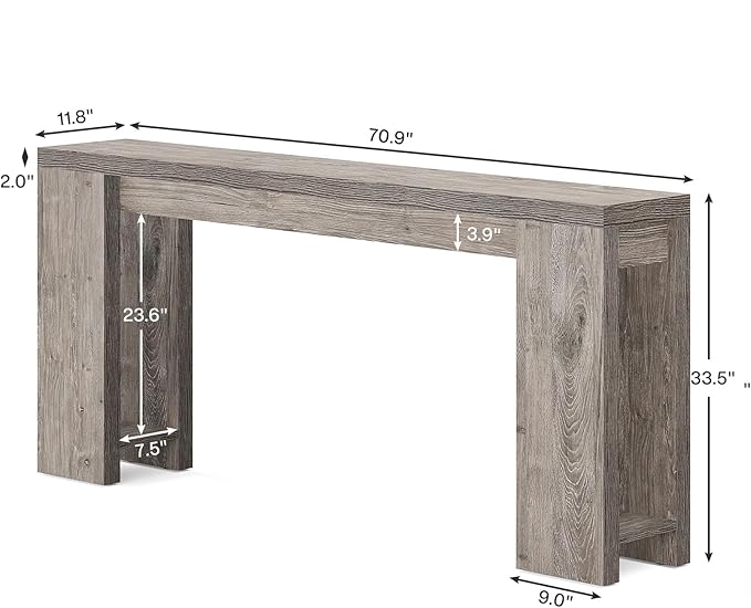 LITTLE TREE 70.9-Inch Long Entryway Table, Farmhouse Sofa Console Table - Image 3