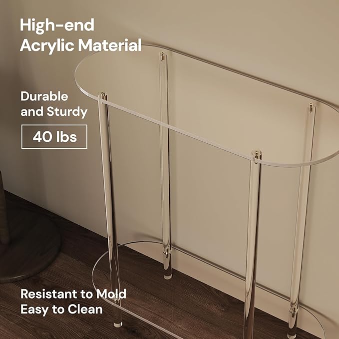 Acrylic Console Table, 29.5" Small Entryway Table, Living Room, Easy Assembly - Image 4