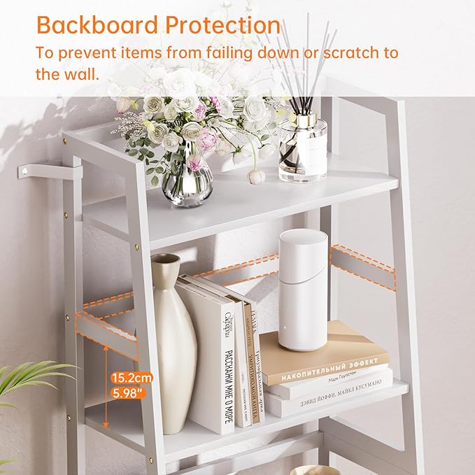 HITNET Ladder Shelf, 4 Tier Bookshelf, Floor Standing Bathroom Storage Rack - Image 6