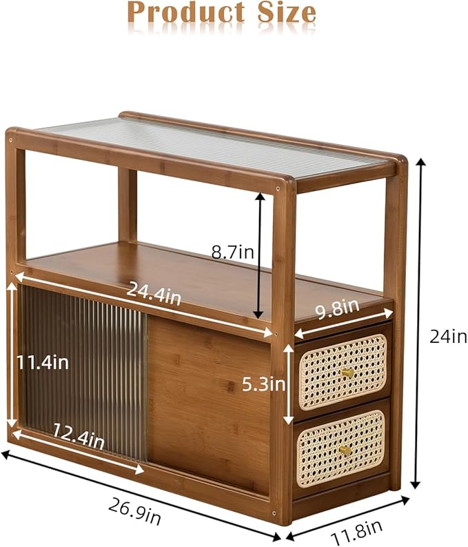 Bamboo Side Table Nightstand - Image 2