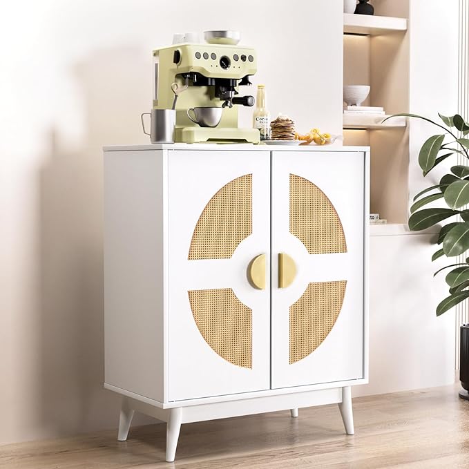 Buffet Cabinet White with Storage, Kitchen Sideboard with Doors & Shelves - Image 8
