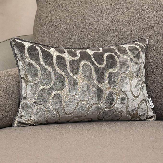 Yangest Silver Grey Throw Pillow Cover Wavy Cushion Cover Modern Zippered by Yangest