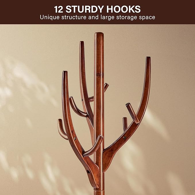 CozyDH Coat Rack Freestanding Solid Wood Coat Rack Stand, Coat Tree Freestanding - Image 6