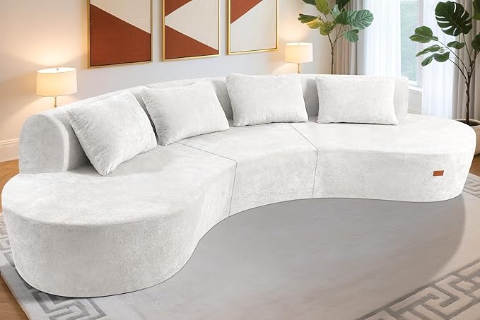 Homguava 130'' Modular Sectional Sofa, Curved Modern Sofa by Homguava