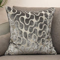 Yangest Silver Grey Square Throw Pillow Cover Wavy Velvet Cushion Cover Modern by Yangest