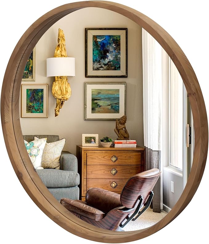 36" Bathroom Mirror, Round Wall Mirror by GIFTTROVE