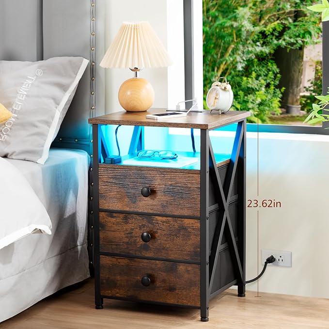 AMHANCIBLE LED Nightstand with Charging Station, Smart End Side Table with USB - Image 6