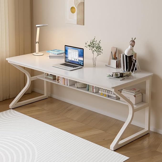 Extra Long Desk with Bookshelf by OSCHF