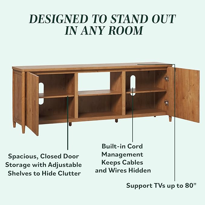 Walker Edison Flynn Scandinavian Reeded TV Stand - Image 5