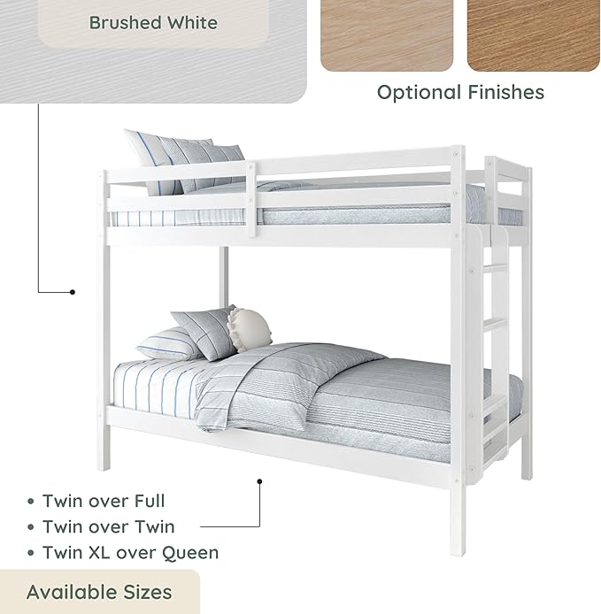 Grain & Grove Bear Twin Over Twin Bunk Bed, Sturdy Bunk Bed Frame - Image 6