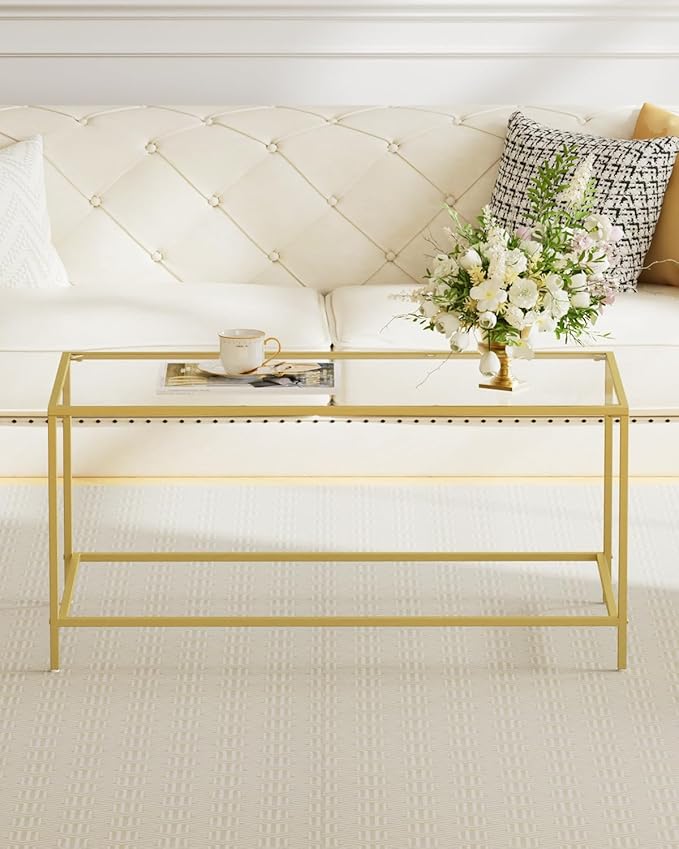 Glass Coffee Table, Modern Rectangular Coffee Table - Image 8
