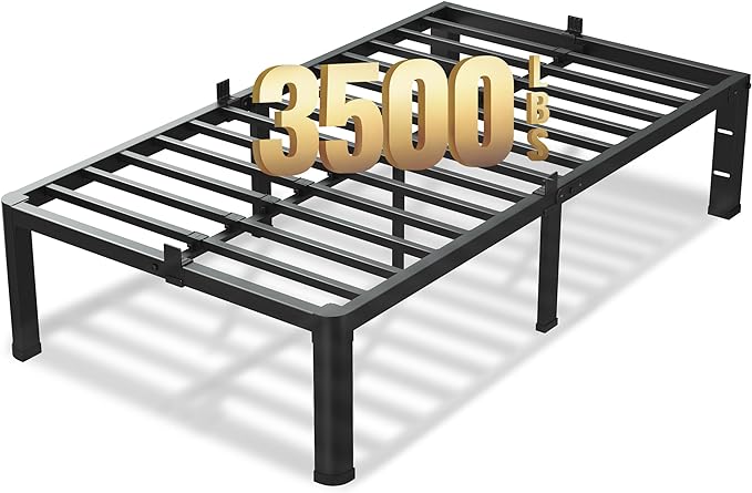 14 Inch Twin Size Bed Frame, 3500Lbs Heavy Duty Metal Platform by VIPSHOW