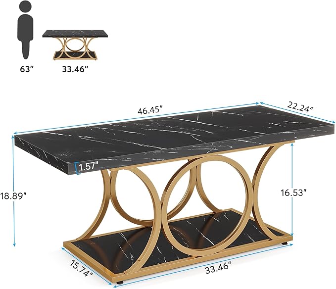Tribesigns Rectangle Coffee Table, 47.24-inch Modern Coffee Tables - Image 2