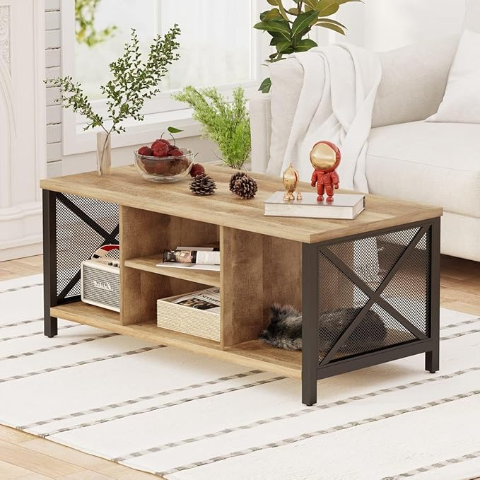 FATORRI Coffee Table for Living Room, Rustic Wood Center Table - Image 7