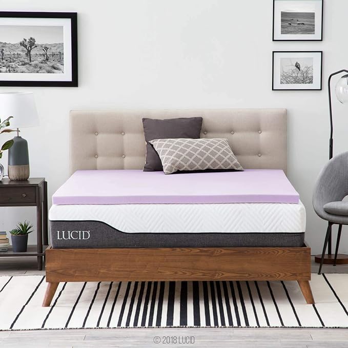 Lucid 2 Inch Lavender Infused Memory Foam Mattress Topper by Lucid