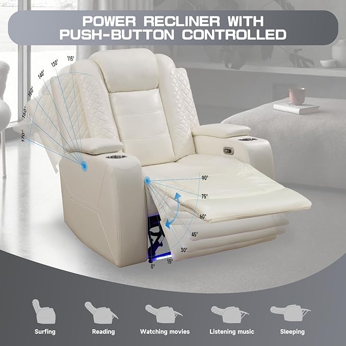 PU Leather Power Wall Hugger Chair Double Reclining Sectional Sofa 2-Seater - Image 4
