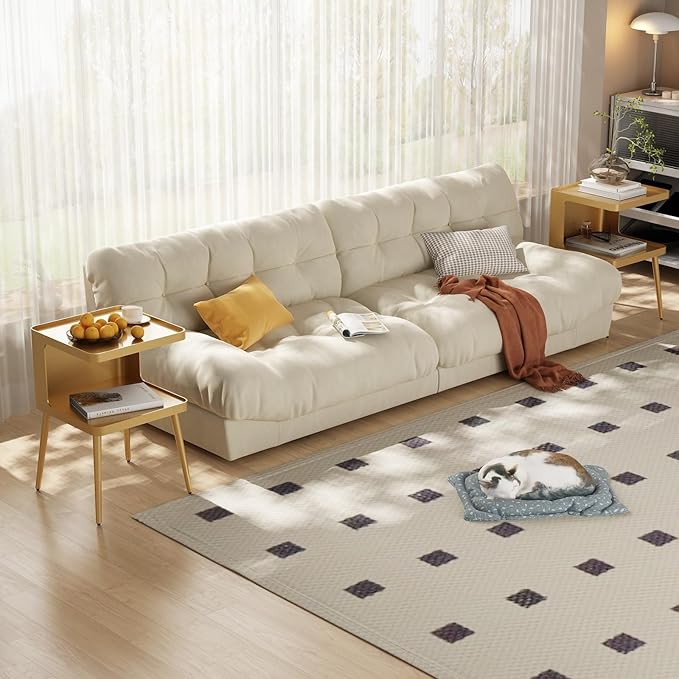 Gold Nightstand with Storage, 2 Tier Small End Tables Bedroom, Modern Side - Image 6