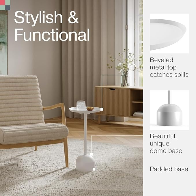 Round Metal Drink Table, Pedestal Drink Desk, Modern Home, and Living Room - Image 6