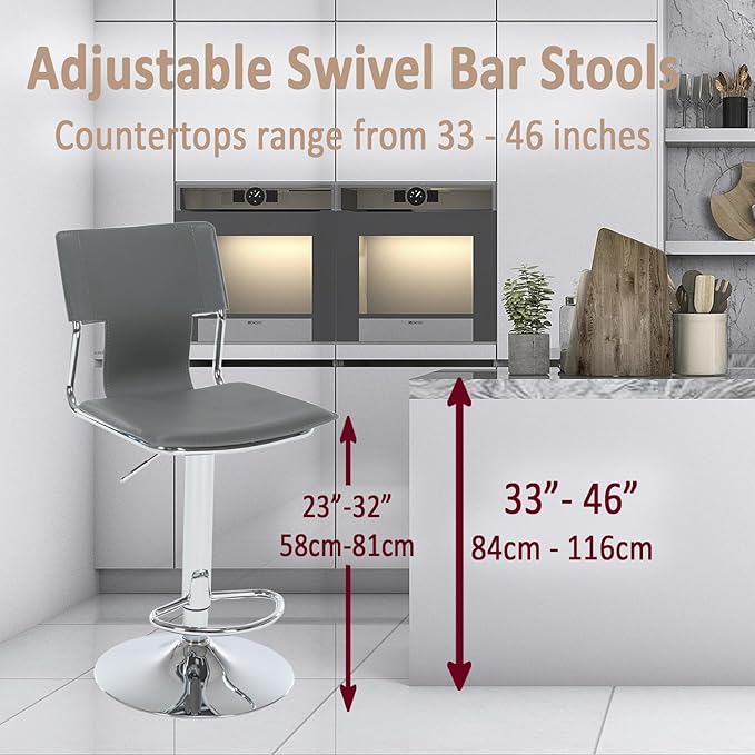 Sidanli Grey Bar Height Chairs, Swivel Barstools - Image 3