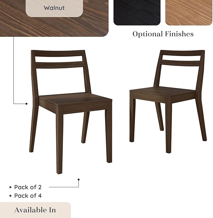Grain & Grove Davie Dining Room Chairs Set of 2, Solid Wood Modern Kitchen Chair - Image 8