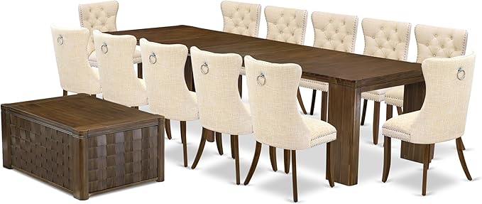 X12DA-0C8-32 - 14 Pieces Dining Set Includes an Extendable Rectangle Kitchen - Image 2