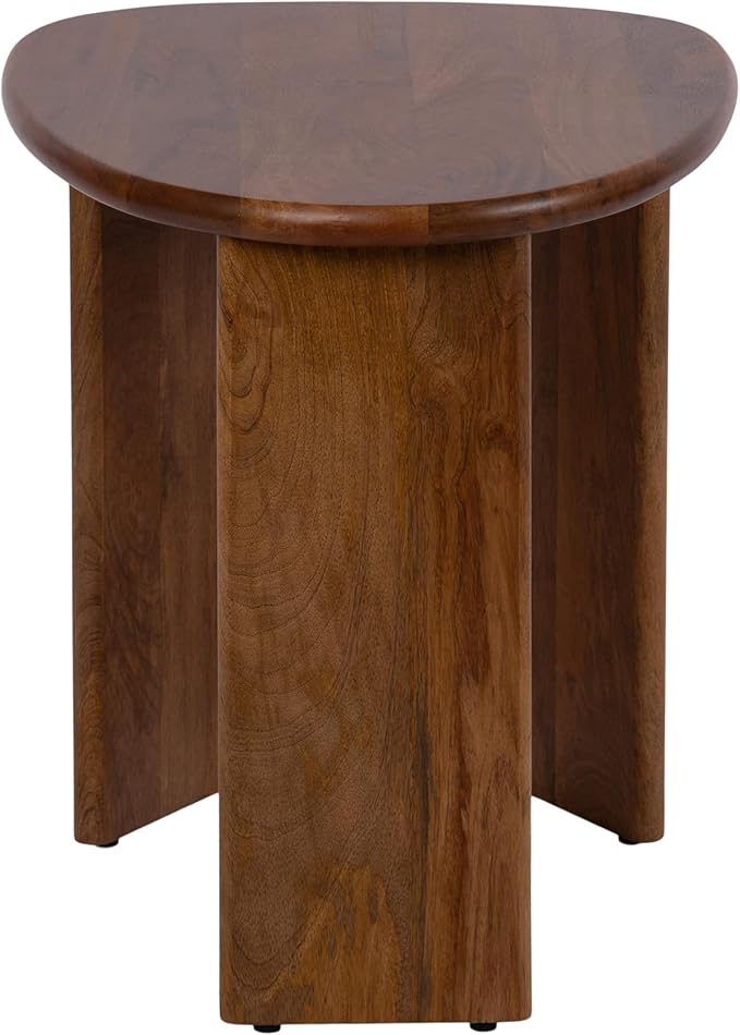 Kate and Laurel Tortola Modern Irregular Round Side Table, Walnut Brown - Image 8