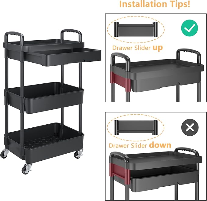 Calmootey 3-Tier Rolling Utility Cart - Image 6