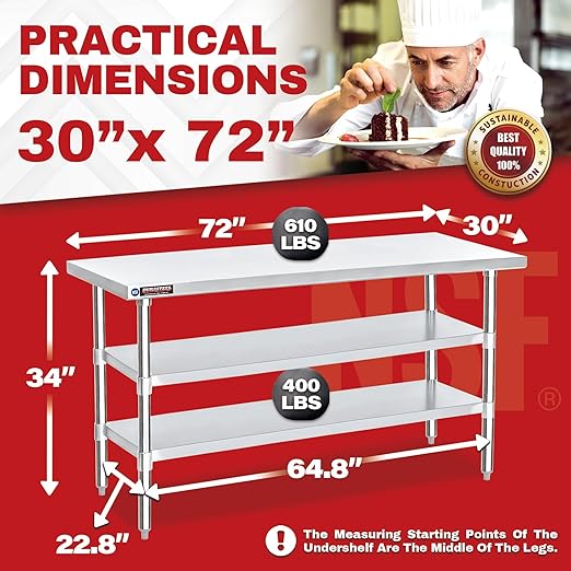 DuraSteel Food Prep Stainless Steel Table - Image 3