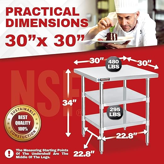 DuraSteel Food Prep Stainless Steel Table - Image 3
