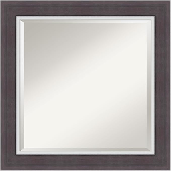 Amanti Art Brown Wall Mirror 26x26 Ellie Brown Silver Square Bathroom Mirror by AmantiArt