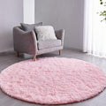 FJZFING Pink Round Rug Ultra-Soft Plush Modern 7x7 Circle Area Rug by FJZFING