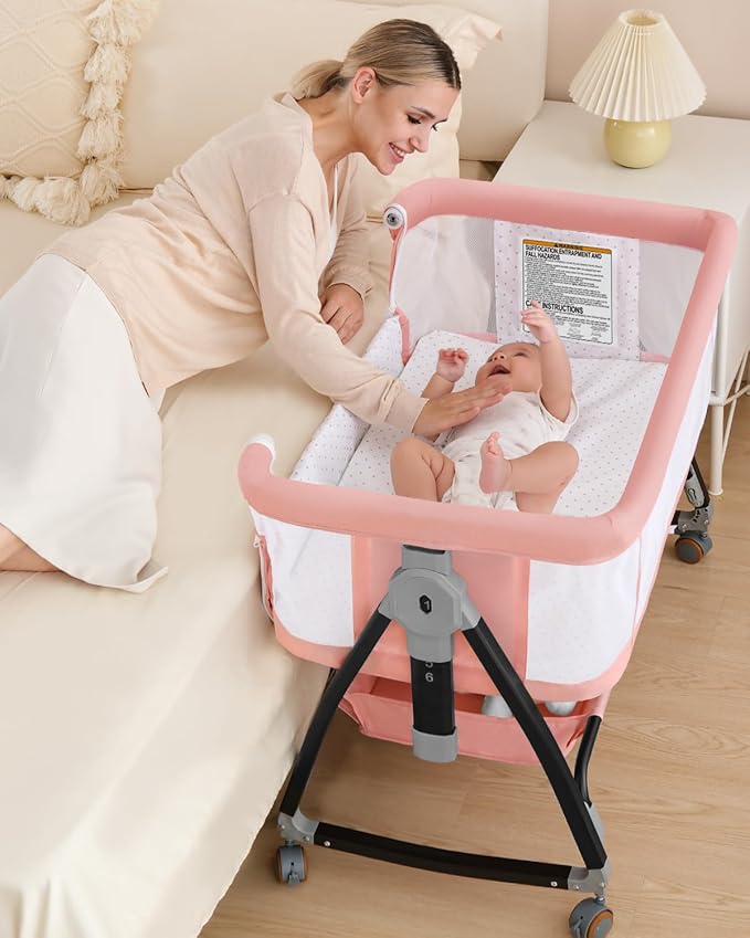 Bedside Bassinet for Baby, 3 in 1 Breathable Mesh Baby Bassinet, 6 Height by wayfong