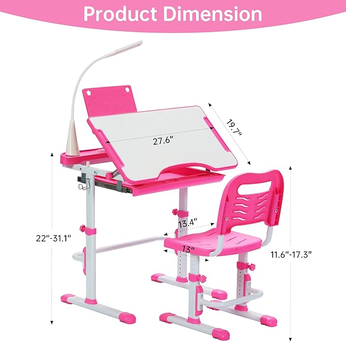 Real Relax Kids Desk and Chair Set, Children's Multifunctional School Tables - Image 3