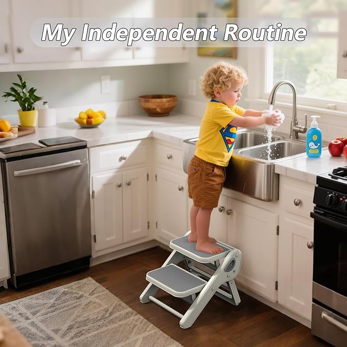 Toddler Step Stool, iNeibo 2-Step Foldable Step Stool - Image 7