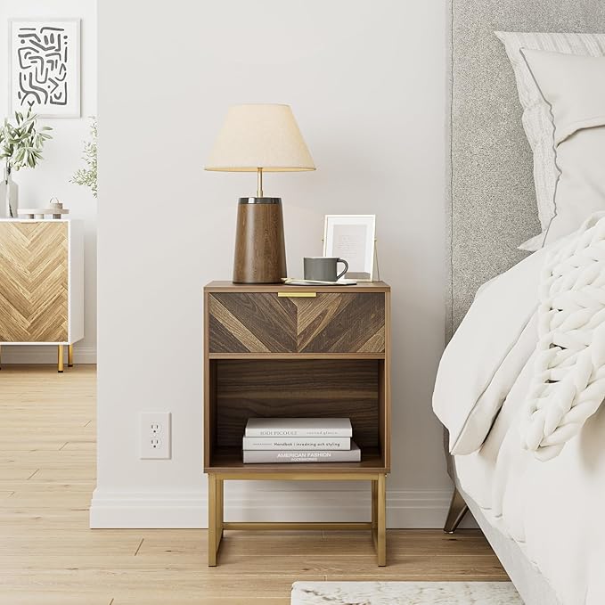 Masupu Nightstand, Modern Night Stand Boho Farmhouse Wood Bedside Table - Image 7