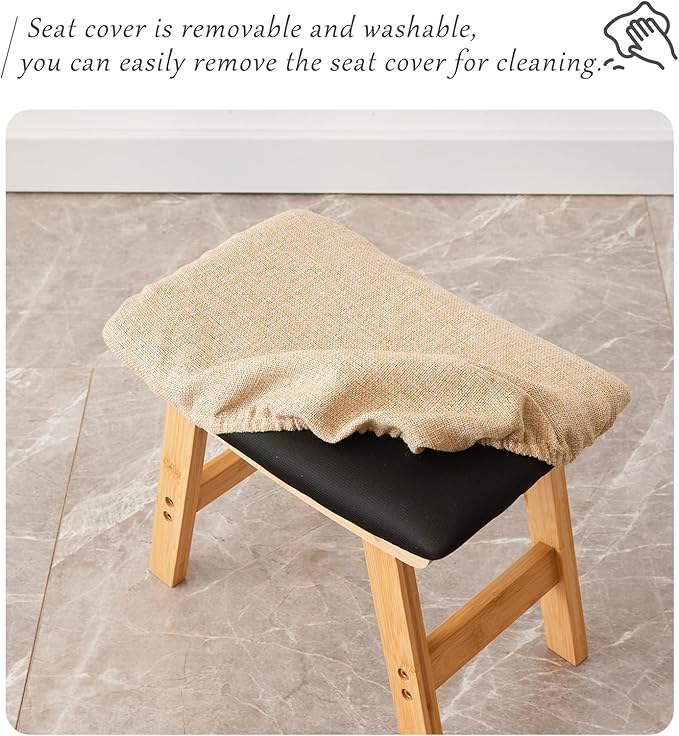 Foot Stool, Bamboo Small Sofa Foot Rest Under Desk, Extra Seating - Image 5
