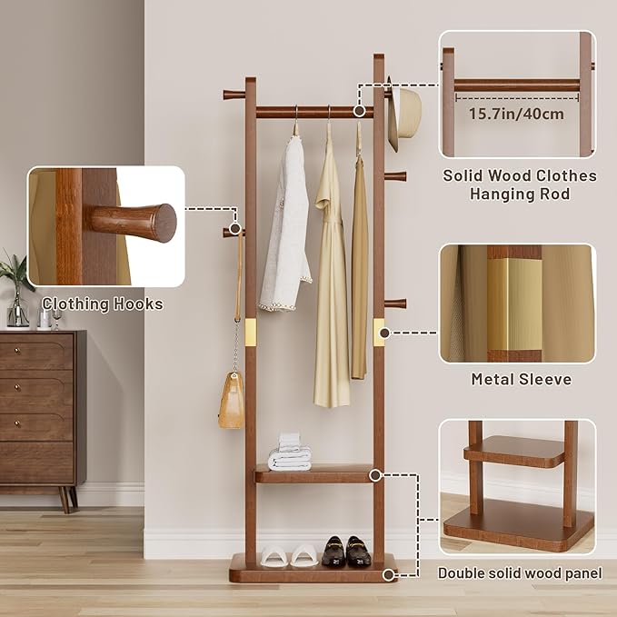 Solid Wood Coat Rack Clothes Rack, Coat Rack Freestanding - Image 4