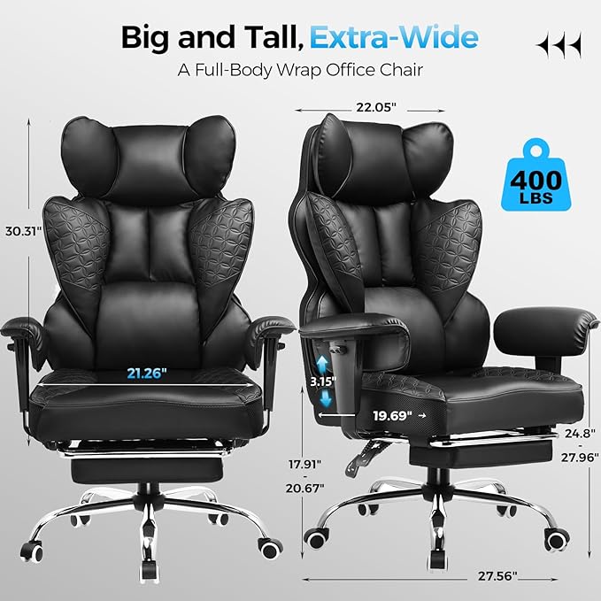 COMHOMA Big and Tall Office Chair 400LBS Wide Ergonomic Gaming Chair - Image 2