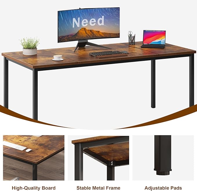 Need 70.8 Inch Executive Office Desk, Large Stylish Computer Desk, Simple Study - Image 7